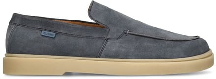 Manfield - Heren - Blauwe suède loafers - Maat 40