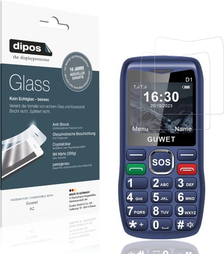 dipos – 2x Pantserfolie geschikt voor Guwet A2 | 9H Screenprotector