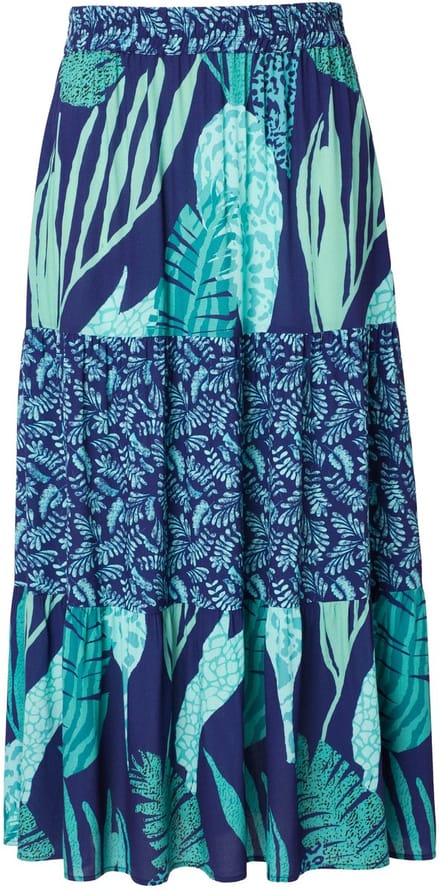 Ulla Popken - Dames - Maxi rokken - Inktblauw - Maat 46+