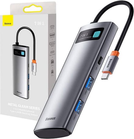 Baseus USB-C Hub HDMI 4K 60Hz 6-in-1 Adapter Snelle 10Gbps USB 3.2 Splitter Type-C PD100W met RJ45 voor Laptop Macbook Pro Air Hub