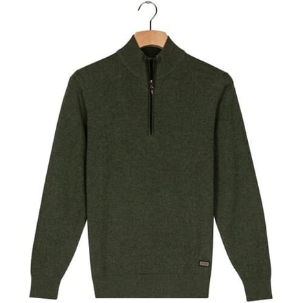 Baileys Trui Half Zip Allover Two-Tone Fine Texture Donker Groen / male