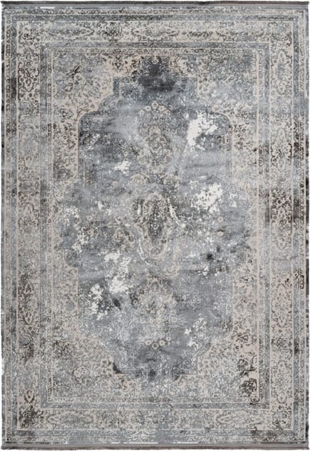 Vintage Vloerkleed | Tapijt | Elysee | Medaillon | Zilver | 80x150 cm