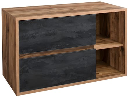 Vente-unique Zwevend waskommeubel - Naturel en antraciet - 100 cm - TIKITIKI