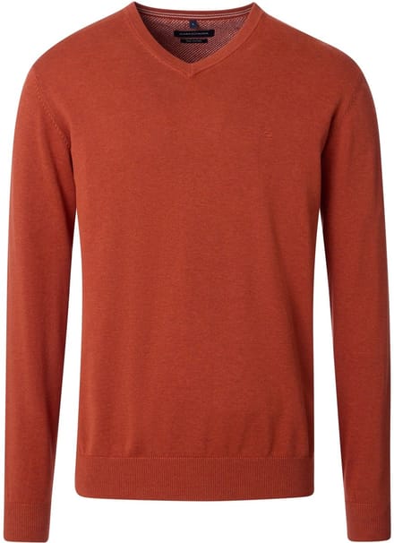 CASAMODA Pullover V-Hals Oranje Brique - Maat M - Heren - Pullovers