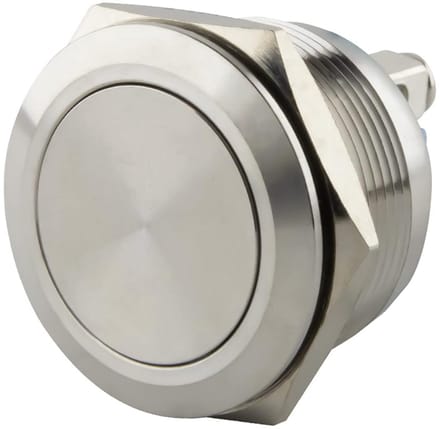 Drukknop RVS Tastend Ø25mm Platte Kop Schroefaansluiting IP65