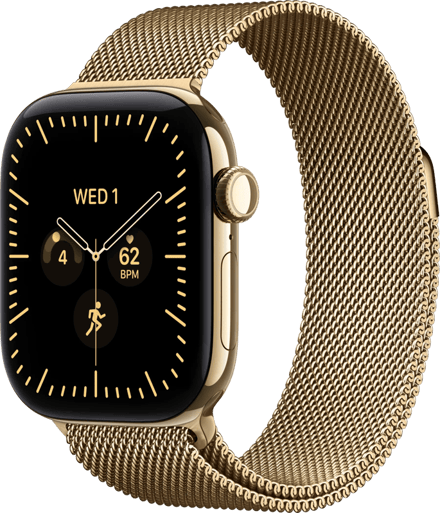 Apple Watch Series 12 Cellular 42mm Titanium Goud Milanese Band