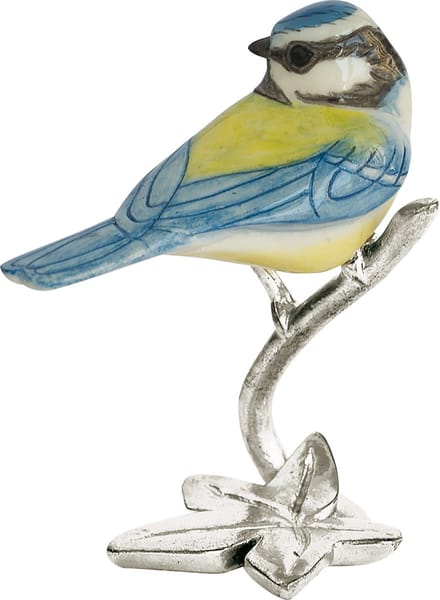 MadDeco – beeldje – Pimpelmees – verzilverd – voetstuk