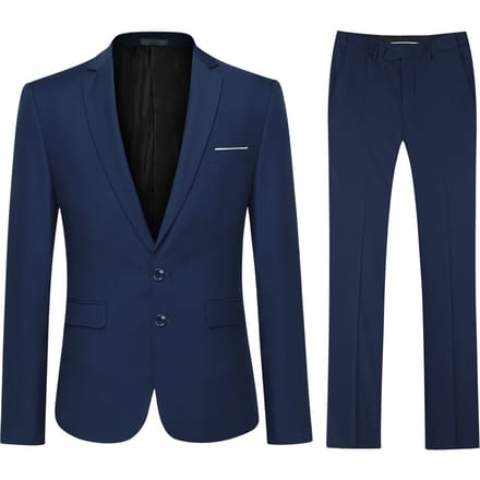 Heren 2-delig slim fit marineblauw pak met twee knopen
