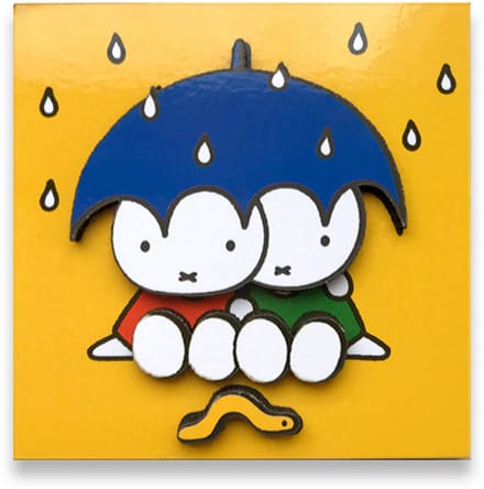 Koelkastmagneet - Nijntje Paraplu&Regen - Geel - Vierkant - 7,5x7,5cm
