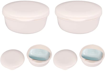 Dailygoods- Zeepdoos Reis - Zeepdoos met Deksel - Compact - Rond - Plastic - Temperatuurweerstand - 9 cm Binnenmaat - Zeepcontainer