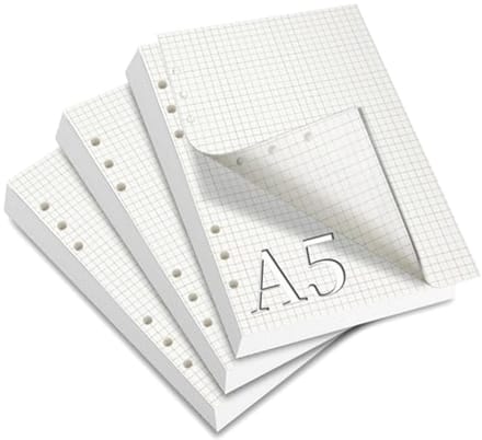 SnelShoppen - Navulbaar Notitiepapier A5 - 180 Vellen Geruit - 6 Gaten - Ideaal voor Notitieboek, Schets, Dagboek en Schilderkunst - 3 Verpakkingen