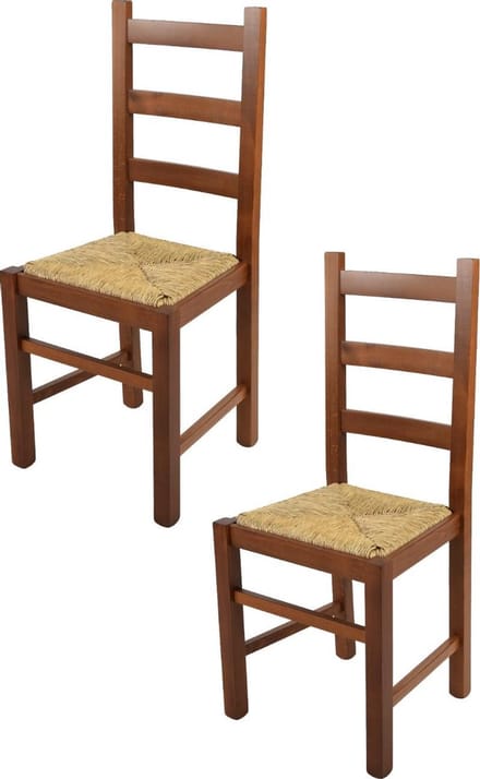 Tommychairs Rustica - Eetkamerstoelen - Set van 2 - Licht Walnoot - Rotan