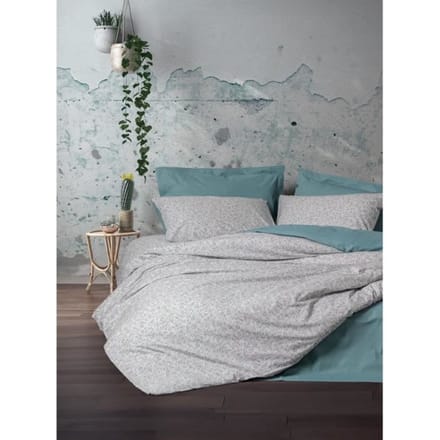 Parure de lit - 1 housse de couette 220 x 240 cm + 2 taies d'oreiller 60 x 60 cm - 100% coton renforcé - Menthe