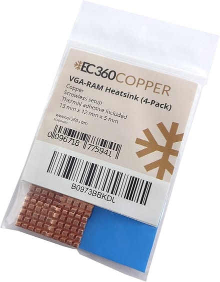 4-Pack Koperen Koelblokken voor VGA RAM Geheugen 12x13x5mm