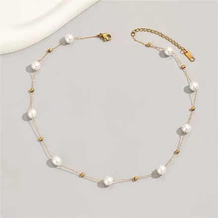 Nivard Ketting - Dames - Staal - Nep zilver - Met Hanger - Nep Goud/Wit