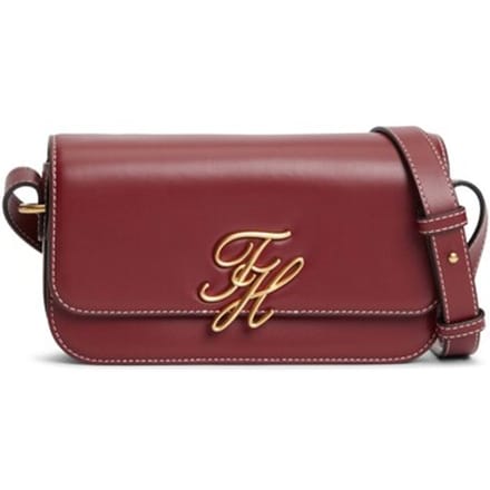 Tommy Hilfiger Script Flap Crossover Velvet Maroon Taglia: OS | Borse a mano Outlet | Donna | Marrone