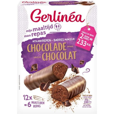 Gerlinea Maaltijdvervanger - Maaltijdrepen - Chocolade - 12 x 31 g