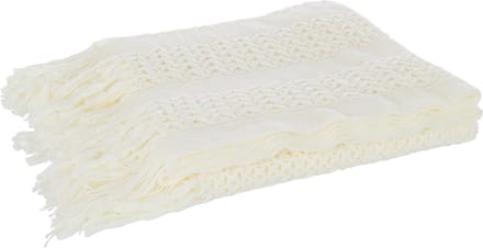 J-Line plaid Gebreid - polyester - wit - 160 x 130 cm