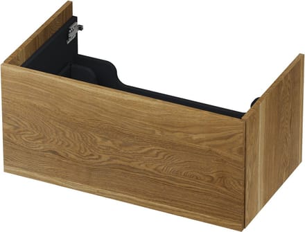 INK® wastafelonderkast 1 lade greeploos push to open echt hout 80x45x38cm, massief eiken aqua