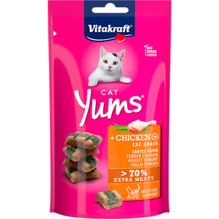 Vitakraft Cat Yums Kip & Kattengras - Kattensnack - 40 g