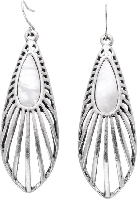 Behave - Oorhangers dames druppelvorm - Natuuraccent - Zilverkleur