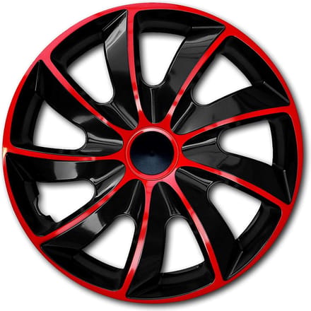 13 "QUAD wieldoppen - Rood en zwart, set van 4 stuks