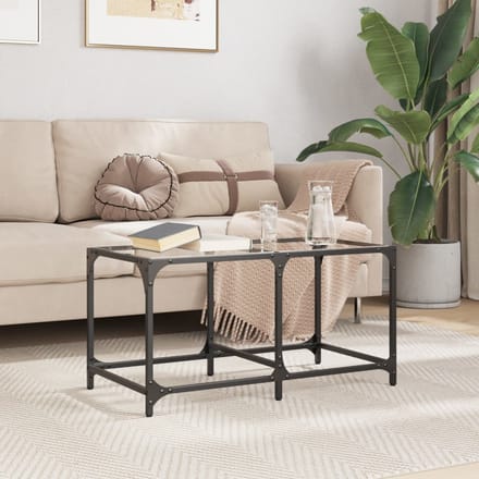 vidaXL - Salontafel - met - transparant - glazen - blad - 78,5x40x40 - cm - staal