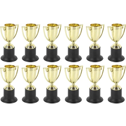 12 Stuks Mini Trofeeën Heldere Kleur Sterk Plastic Stabiele Basis Lichtgewicht Gouden Prijs Trofeeën voor beige