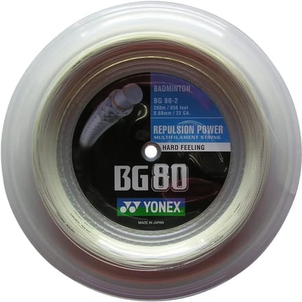 Yonex BG80 badmintonsnaar - super touch - 200m - wit