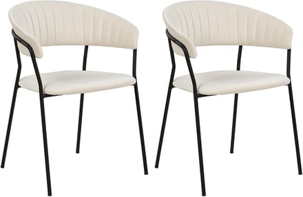 MARIPOSA - Eetkamerstoel set van 2 - Off-white - Fluweel