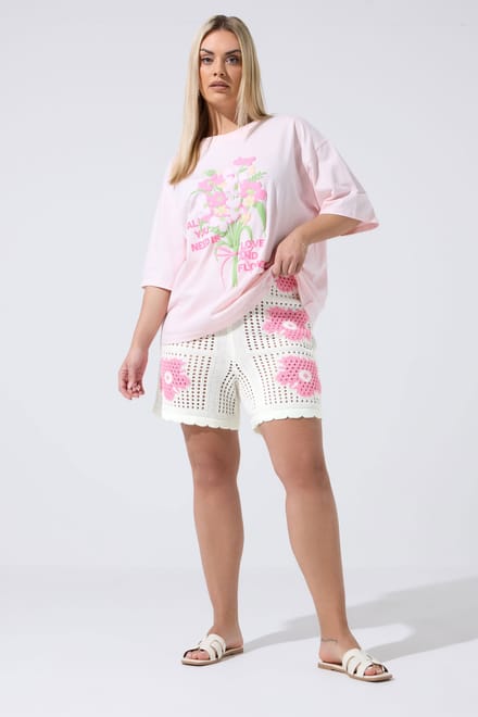 Limited Collection Witte Flower Gehaakte Korte Broek Size 46-48