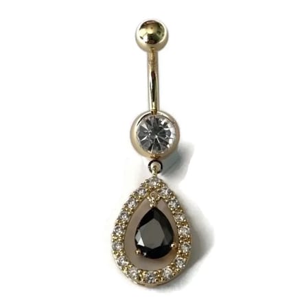 Aramat Jewels - Stalen navelpiercing met zwarte druppel - Elegant