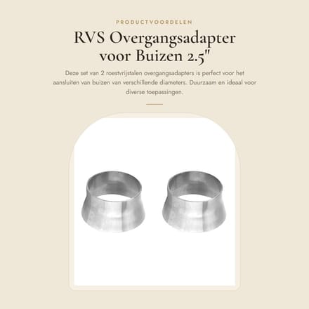 Dailygoods - RVS Overgangsadapter voor Buizen 2.5" naar 3"