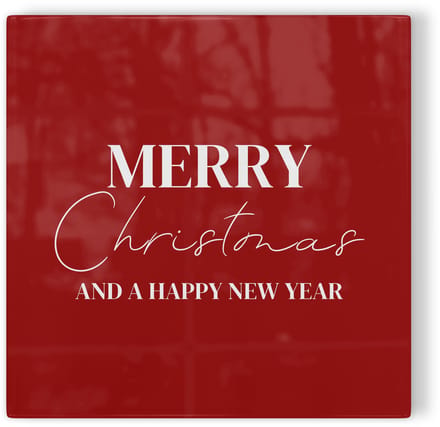 Tegeltje Kerst: Merry Christmas and a happy New Year - rood