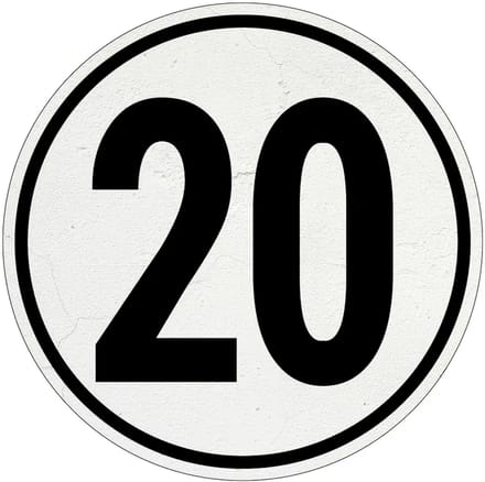 Tempo 20 bord | Sign Again materiaal | 10 cm