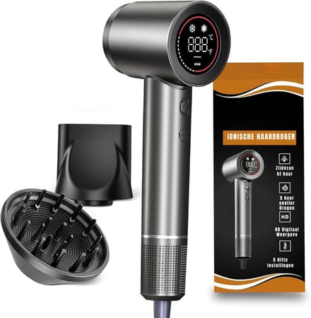 Core® Fohn met Diffuser Krullen - Fohn met Diffuser - Fohn - Platina Zilver - 8cm x 9cm x 28cm