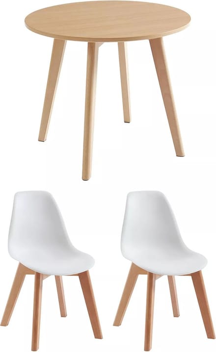 Vente-unique Set van kindertafel LOULOUNE + 2 stoelen LILINOU - Naturel en wit