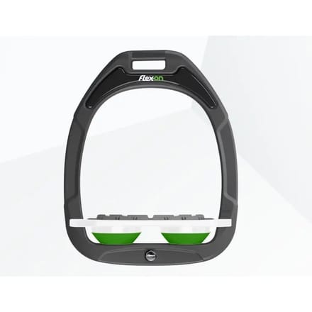 Platte Grip stijgbeugels Antraciet/Wit/Groen Flex-On Green Composite