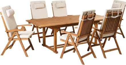 JAVA PREMIUM - Tuinset voor 6 - Lichtbeige - Acaciahout