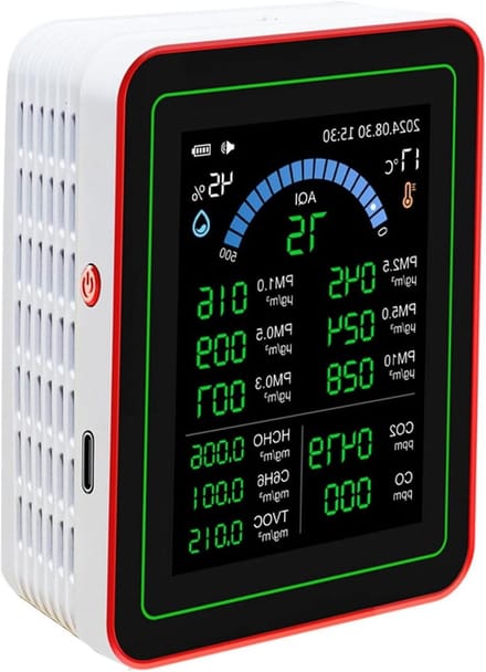 Luchtkwaliteitsmeter - Luchtmeter Tester - Binnenlucht Meten - 18-in-1 Functies - 2.8 Inch Scherm - Wit