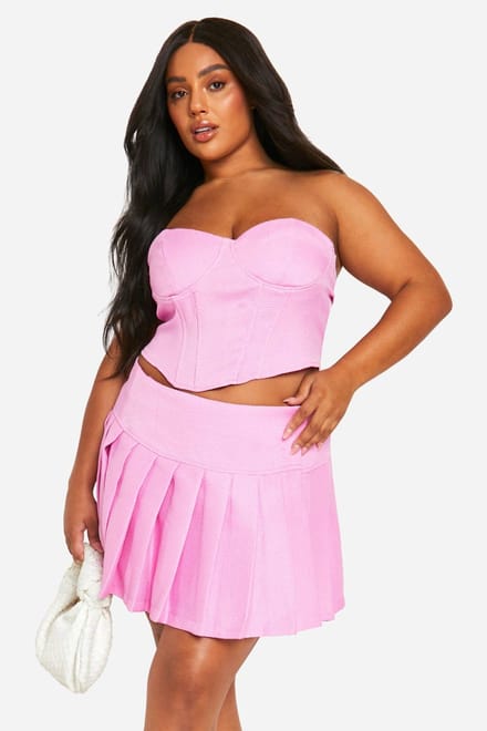 boohoo Dames Plus Bandeau Boucle Corset Top | Roze | Maat: 50