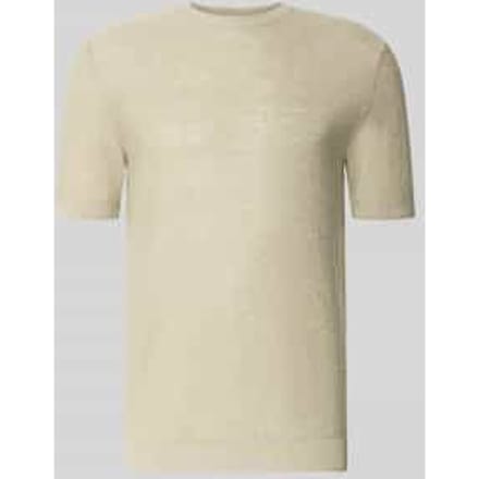 T-shirt van mix van linnen en viscose met ronde hals