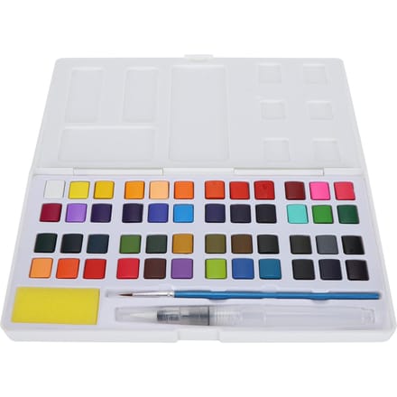 Professionele Aquarelverf Set Draagbaar Aquarel Pigment met Pen Spons (Plastic Doos)48 white