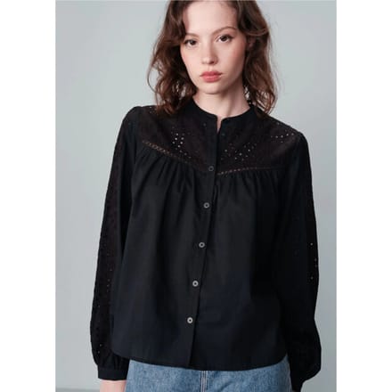 Zwarte broderie blouse Nolisa - Grace & Mila