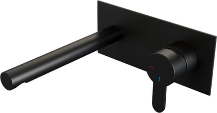 Brauer Black Edition inbouw wastafelmengkraan met rechte uitloop en afdekplaat model D1 mat zwart