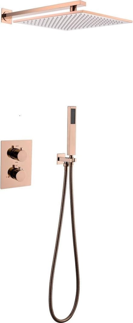 Mawialux thermostatische inbouw regendoucheset - Vierkant - Pointer Rose Goud