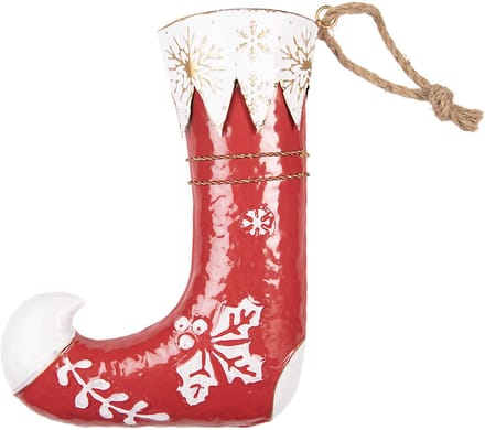 Clayre & Eef Kersthanger Kerstsok 26x8x35 cm Rood Metaal