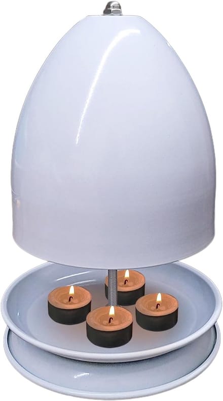 Theelicht Oven - Kaars Heater - Sfeervolle Verwarming - Dubbelwandig Metaal - 17.5cm Basis Diameter - Wit
