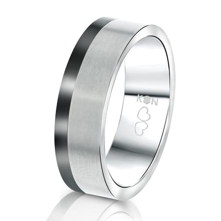 Lucardi Heren Vriendschapsring Tokyo - Ring - Vaderdag Cadeautje - Titanium - Zilverkleurig