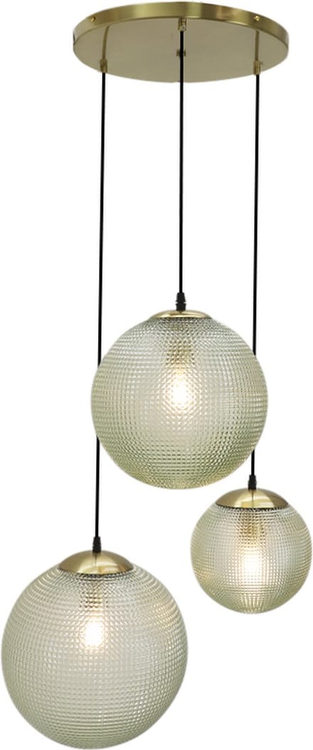 Olucia - DOLF - Hanglamp - Groen / Messing - 3L - Vorm: Rond
